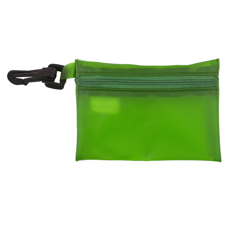 "LYON" 10 Piece First Aid Sun Kit in Translucent Zipper Pack with Plastic Carabiner Attachment 5