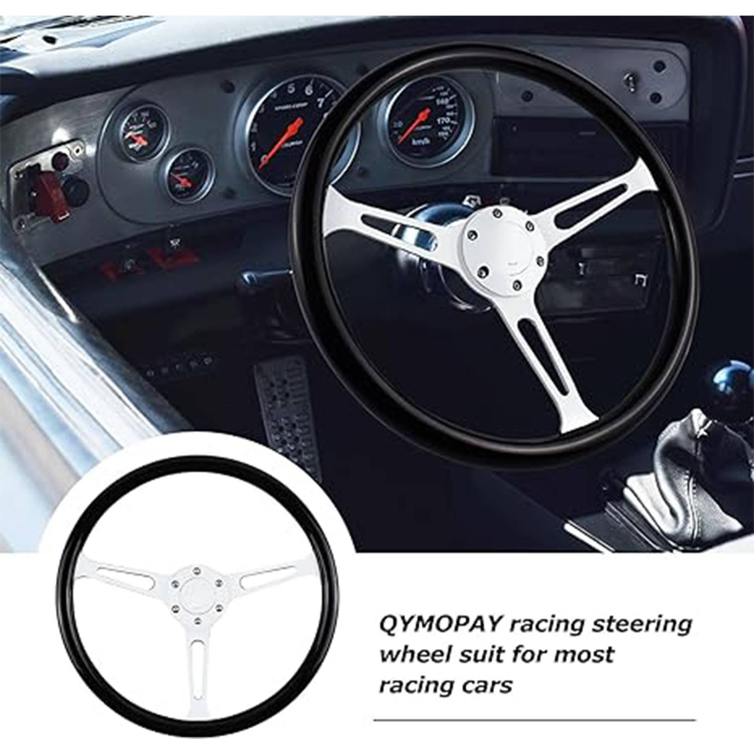 Wood Grain Racing Steering Wheel 6