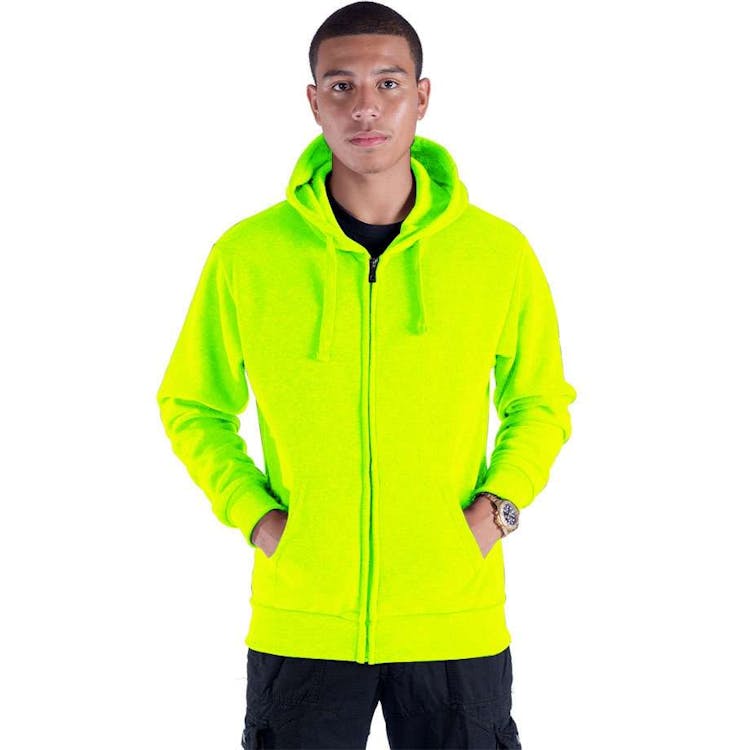 Men's Fleece Full Zip Hoodies - Size Large Safety Yellow, custom hoodie or sweatshirt with logo imprint 2