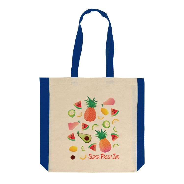 Side Navy Color Cotton Tote 3