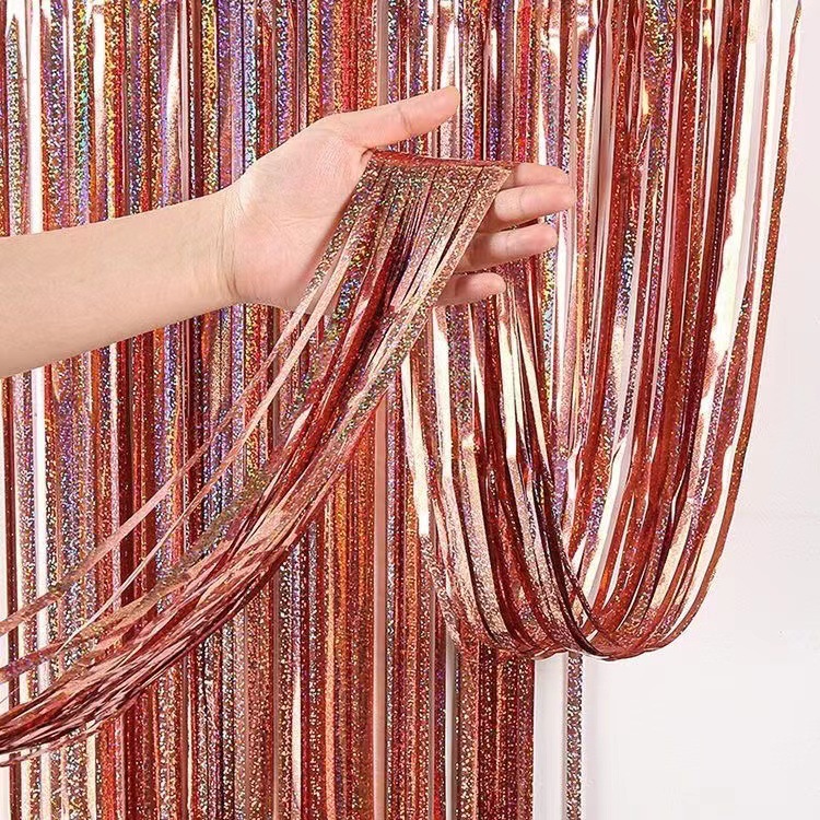 Party Backdrop Christmas Decorations Foil Fringe Backdrop Curtains 5