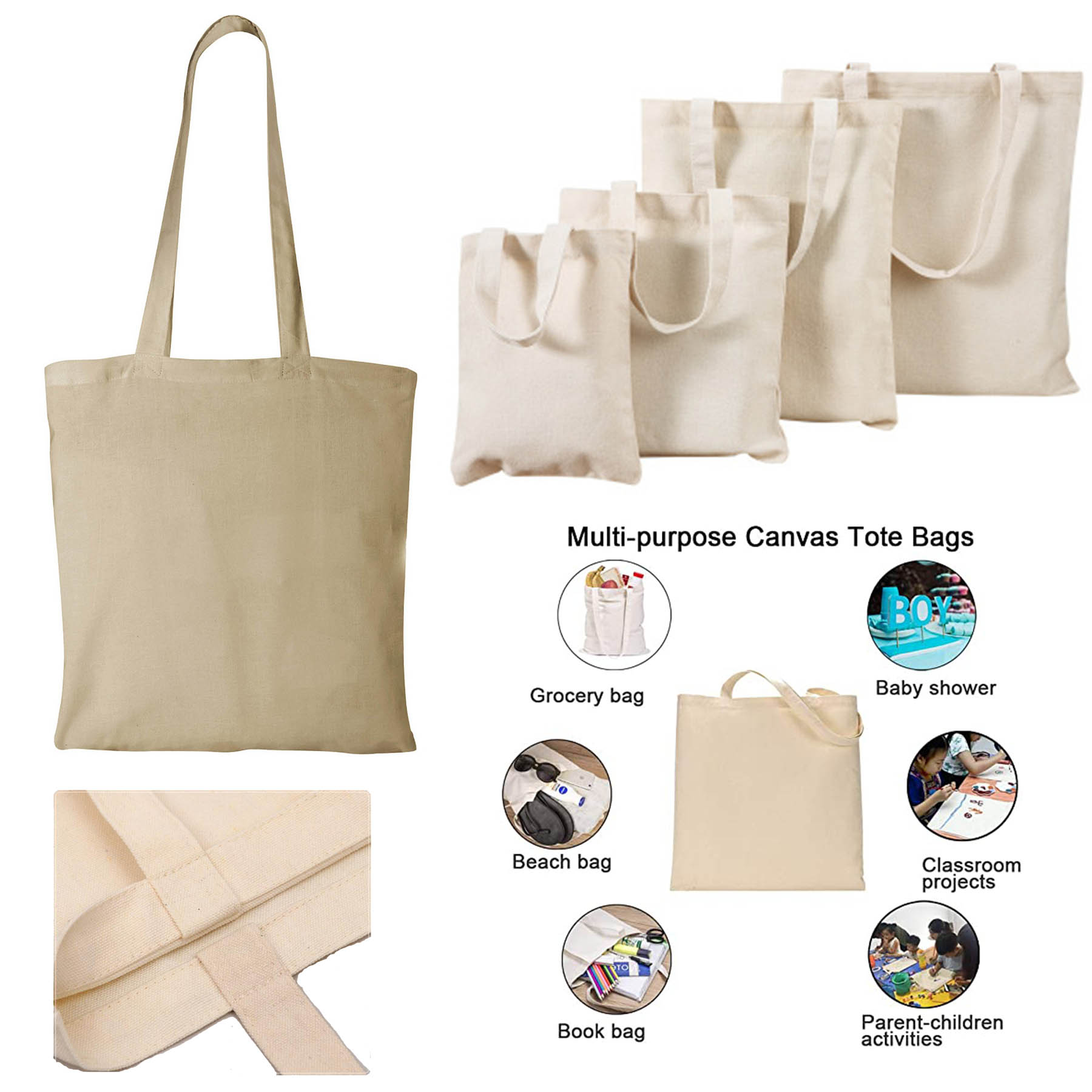 One Shoulder Canvas Tote Bag, custom tote bag with logo imprint 2