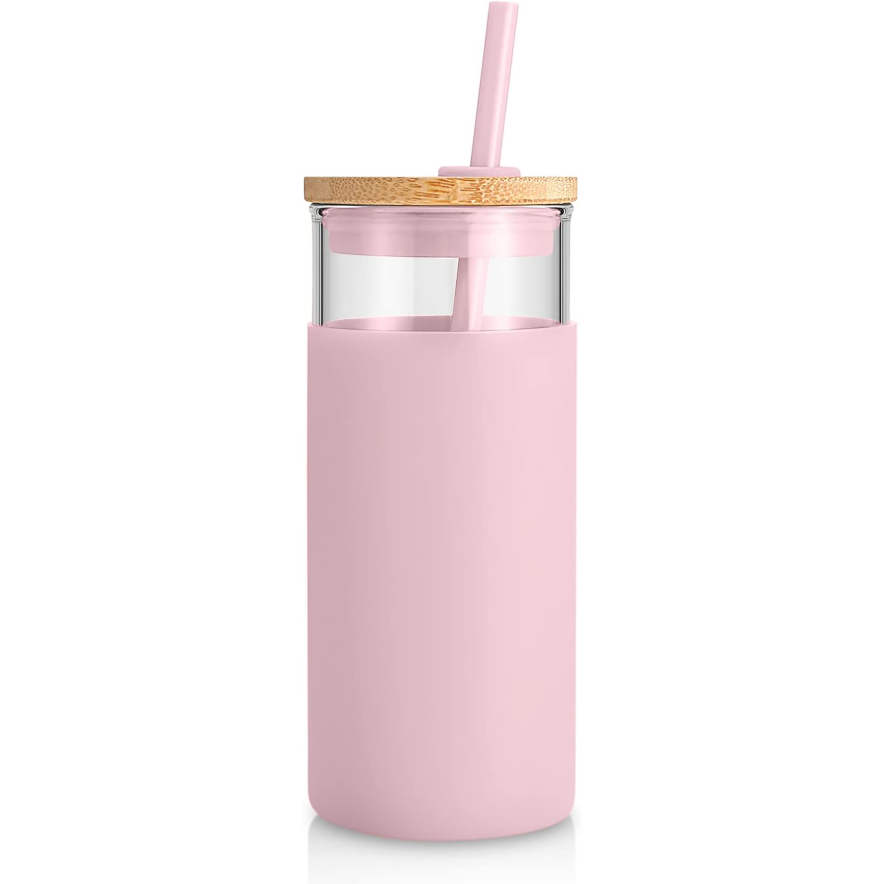 20 Oz Glass with Bamboo Lid and Straw 27