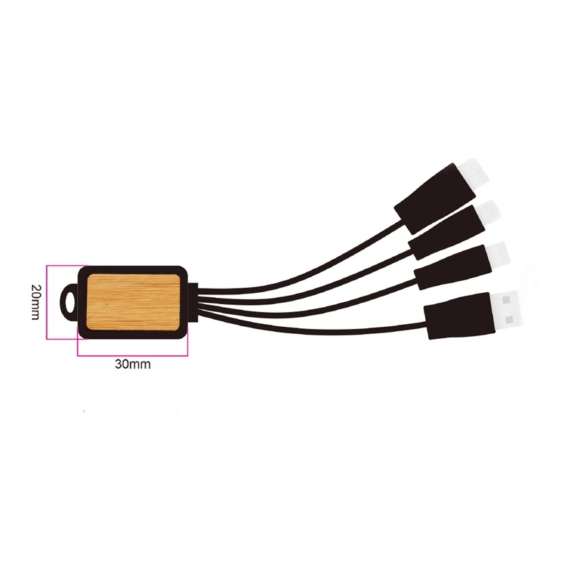 Bamboo Finish 3-in 1 Charging Cable 4