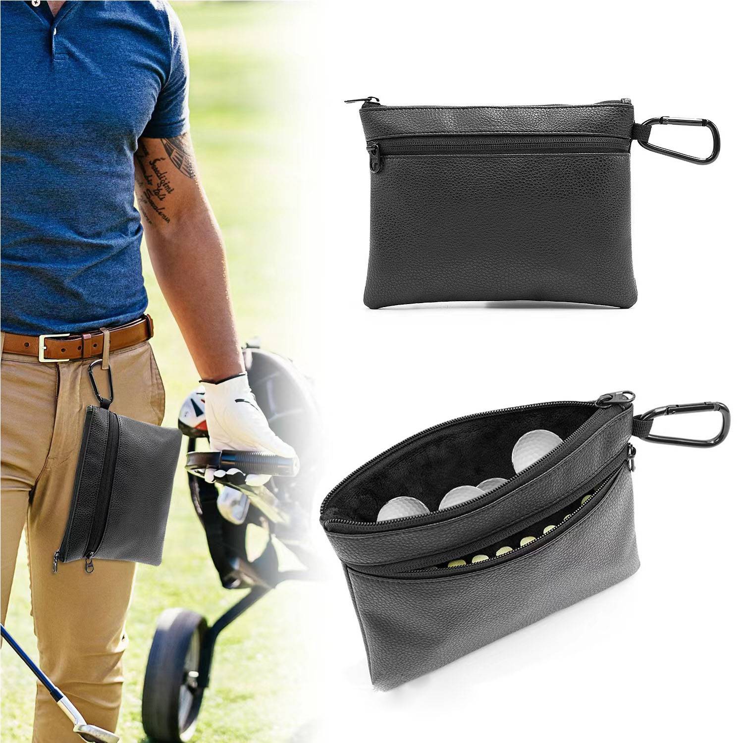 PU leather portable golf bag with hook 4