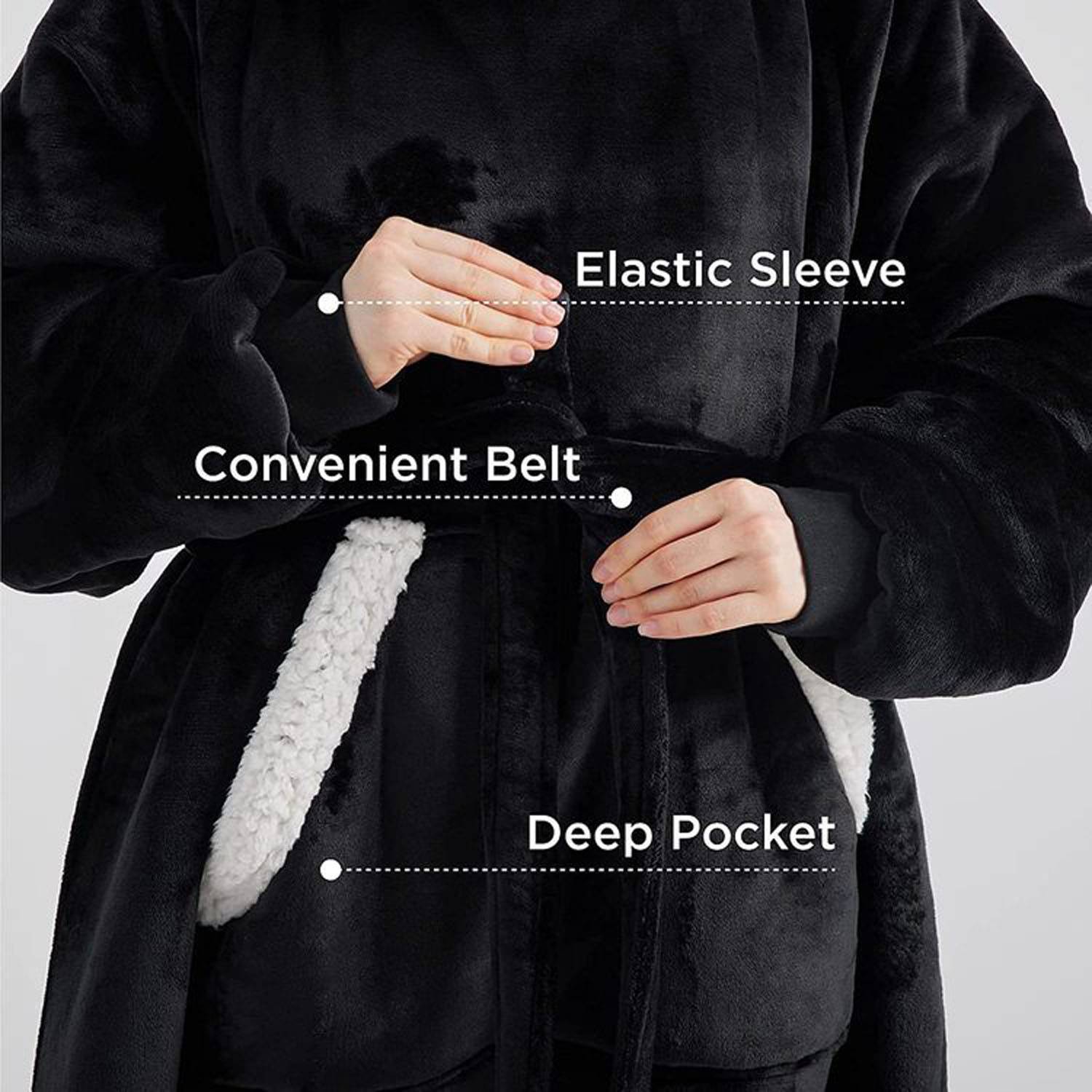 Polyester Wearable Blanket Hoodie w/ Adjustable Waist 8