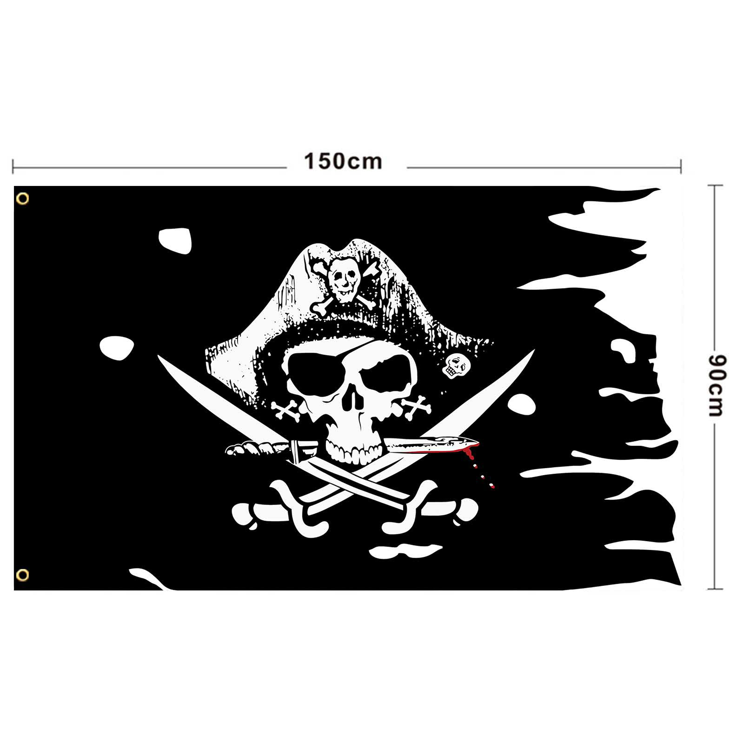 Old Skull Bones Pirate Banner Creepy Ragged Flag 7