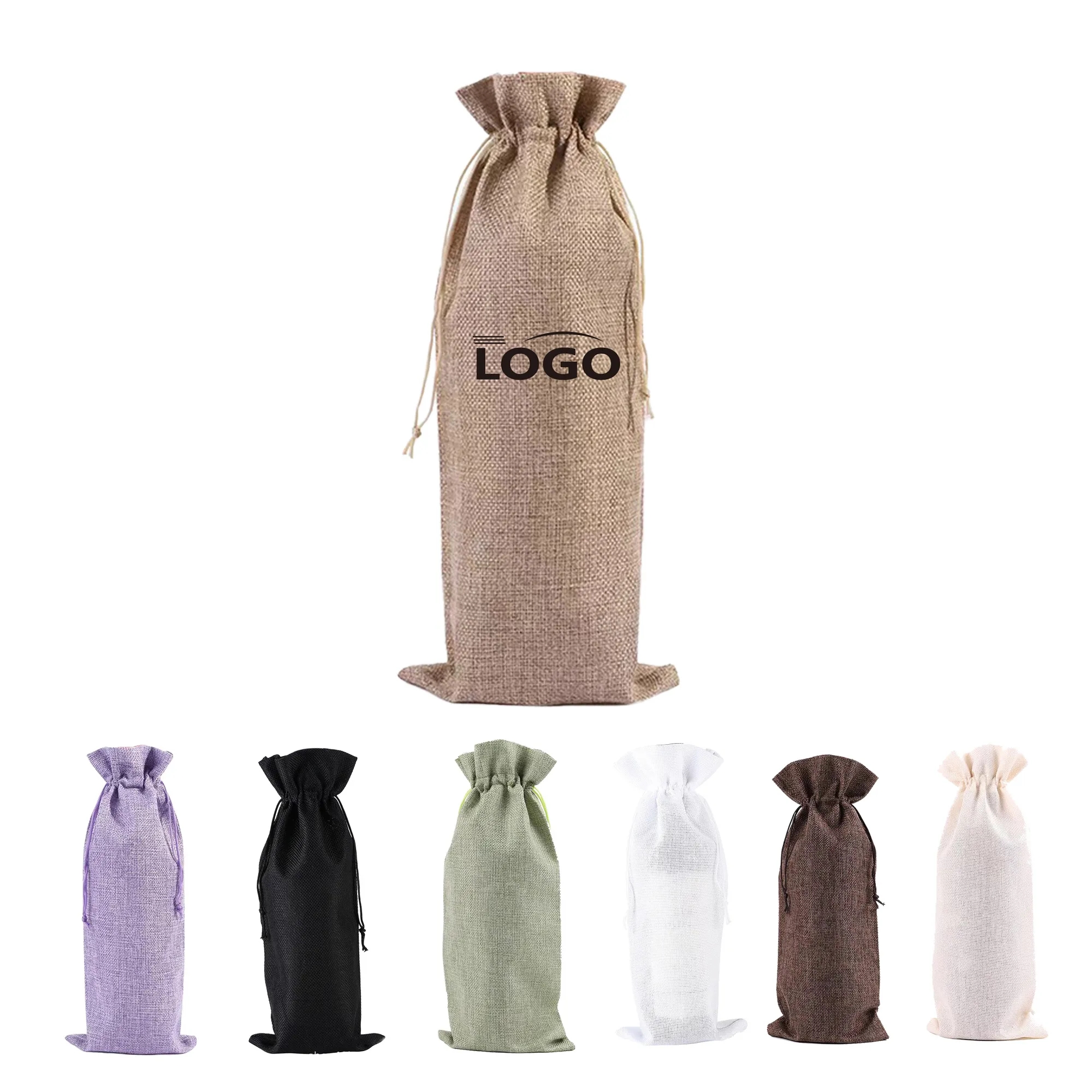 Burlap Drawstring Wine Bag Gift Tote Holder Sackcloth 5