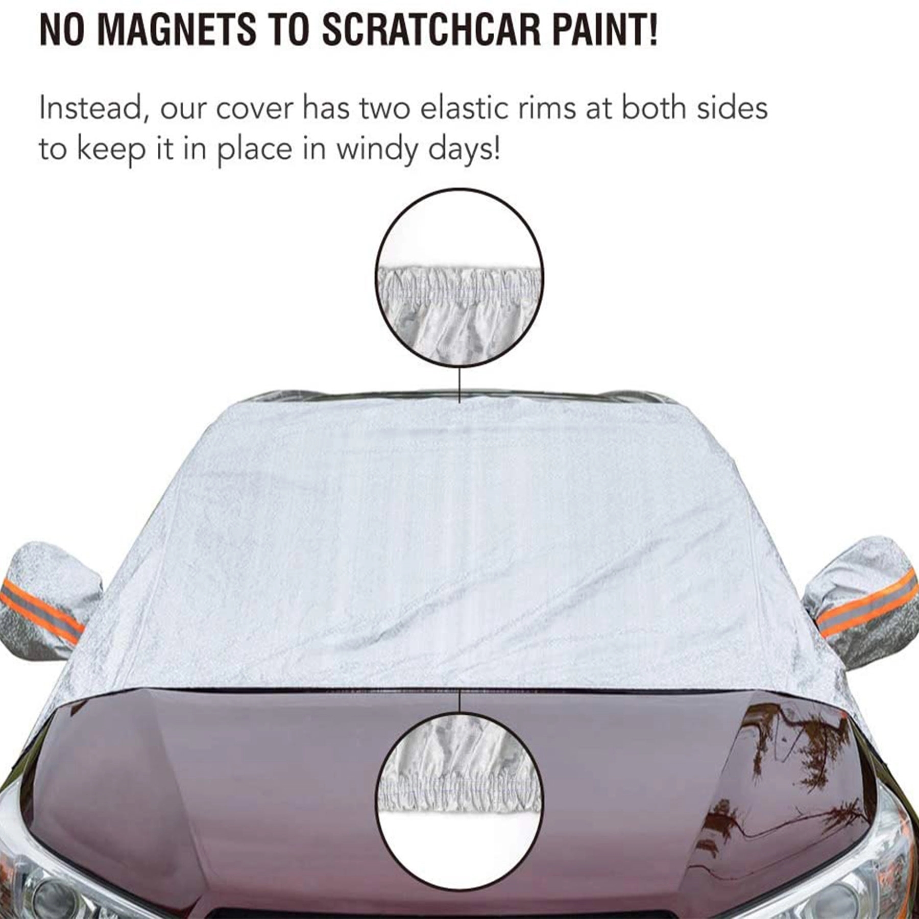 Windshield snow cover with Night reflective strip 8