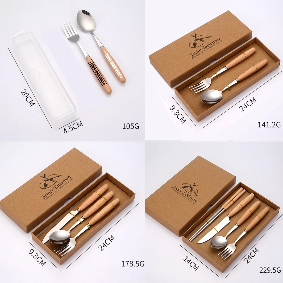 Custom Portable High Quality Wood Handle Cutlery Set 3