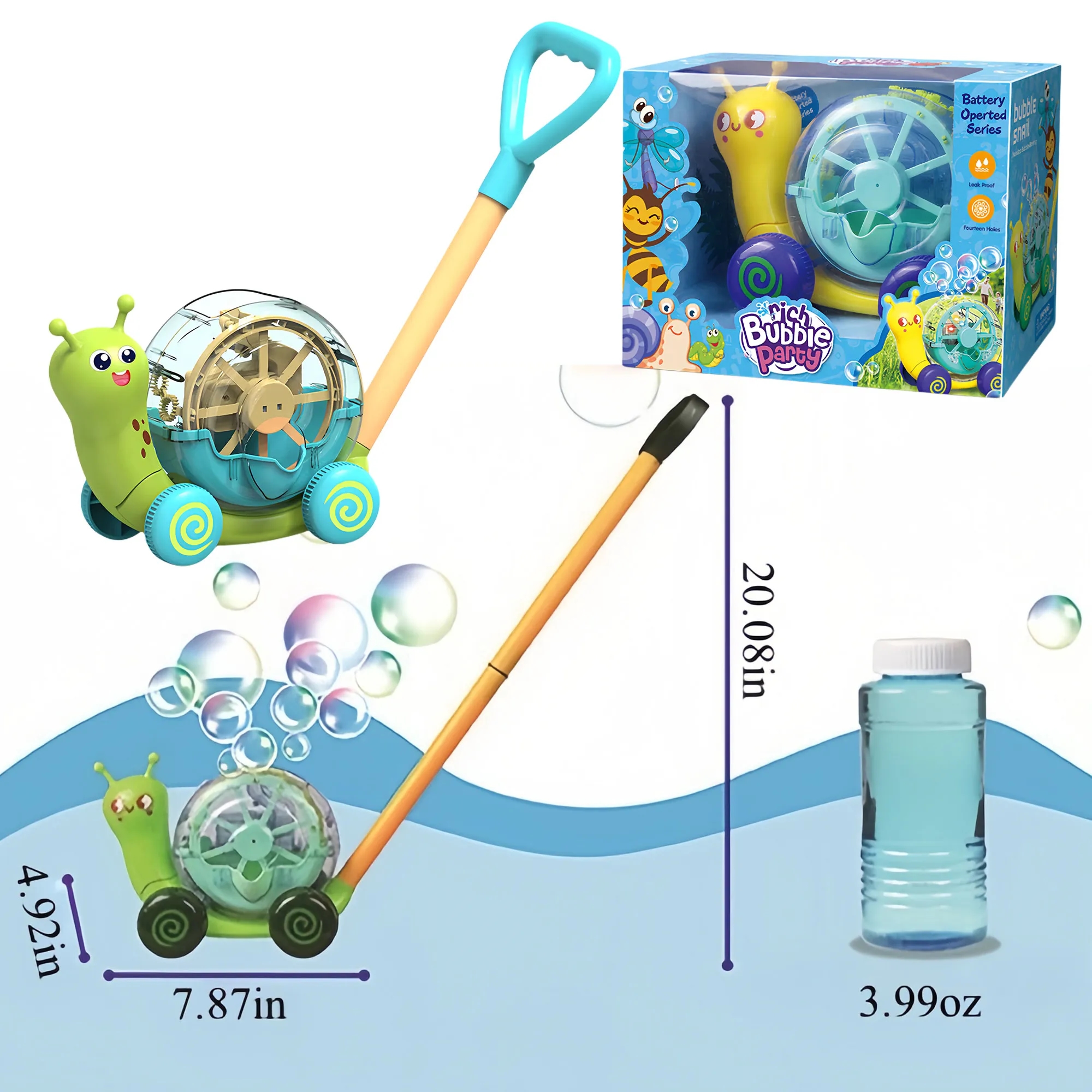 Automatic Bubble Snail Stroller Toy For Kids Outdoor Play 2