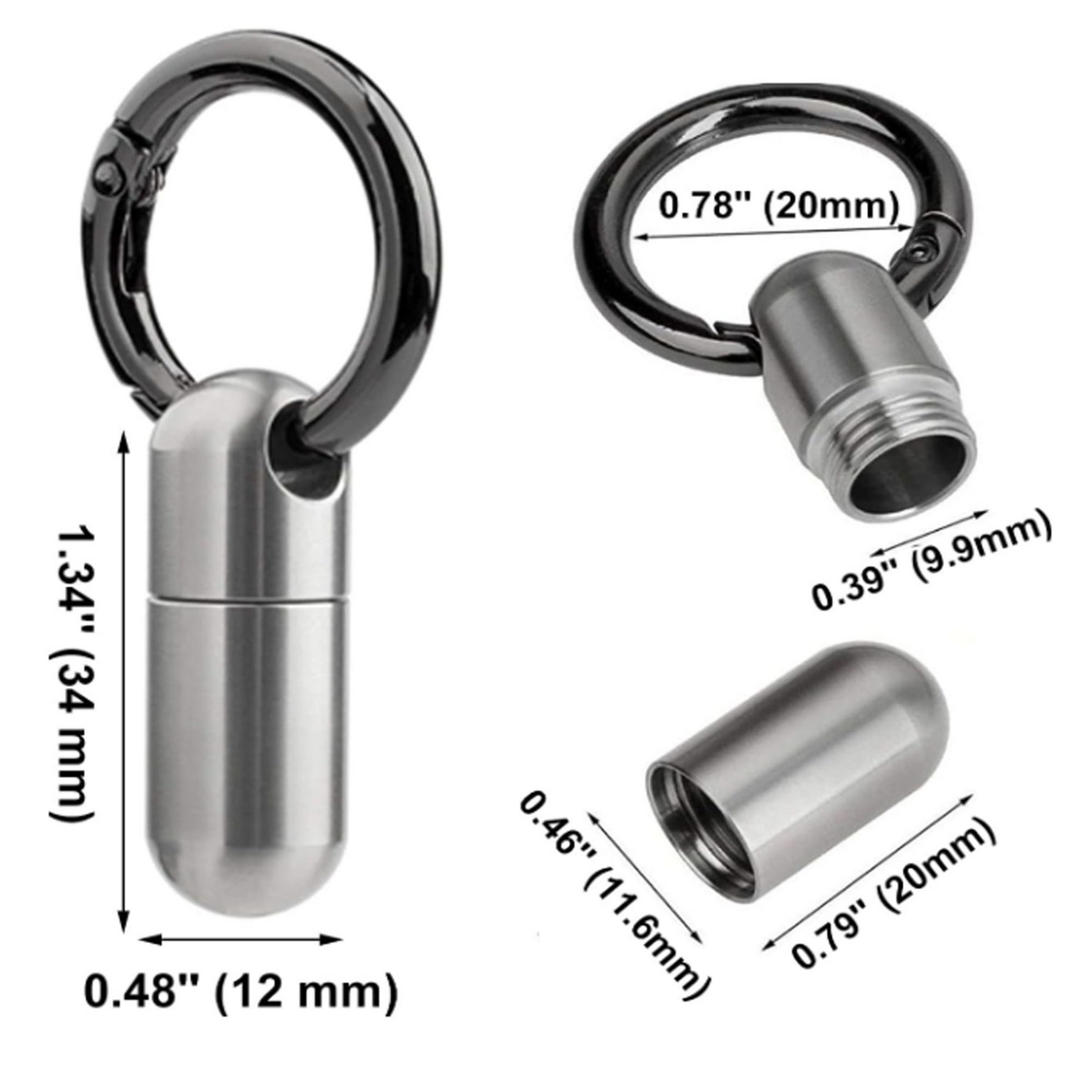 Titanium Keychain Small Waterproof Pill Box Container 4