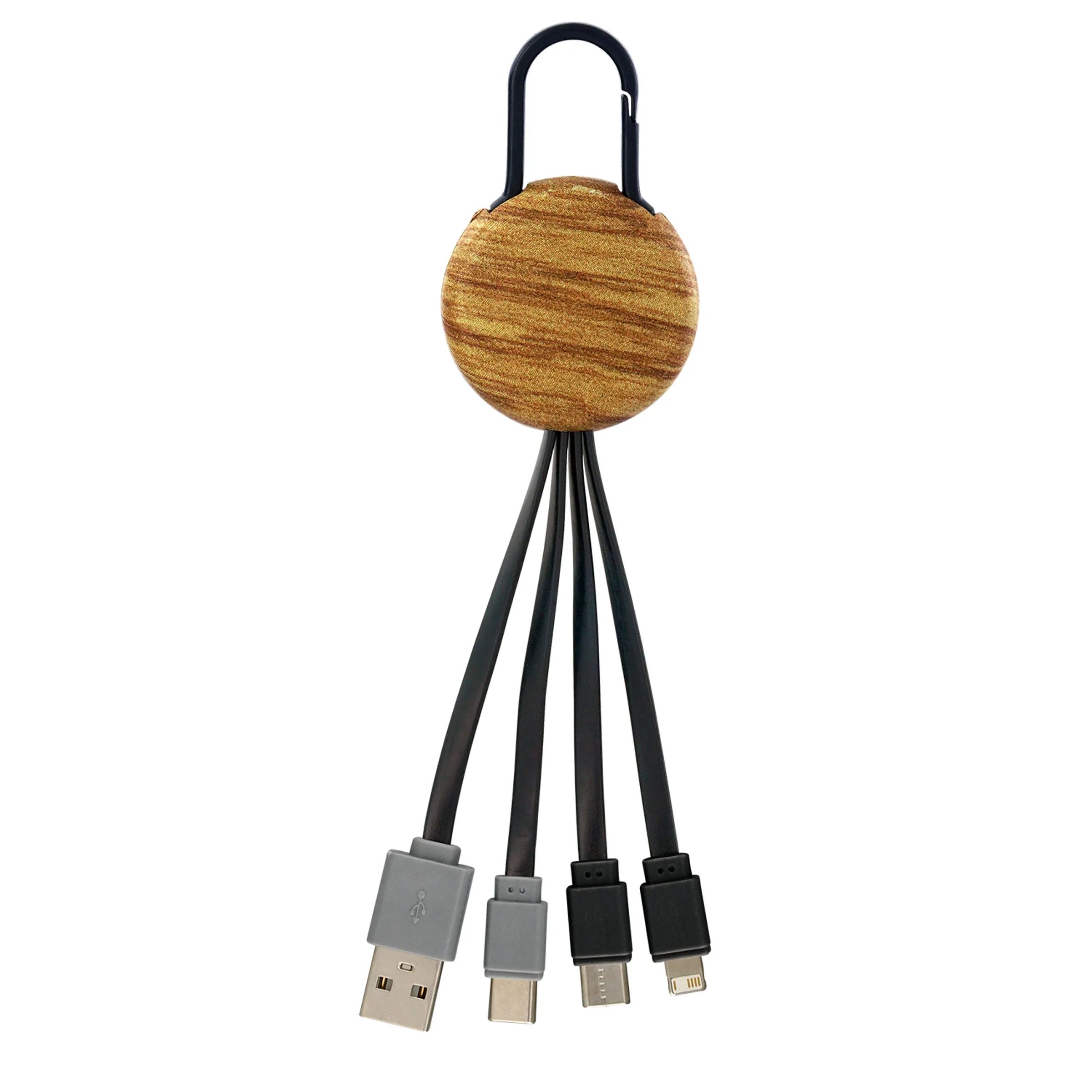 Wood Grain Clip Dual Input 3 in 1 Charging Cable 3
