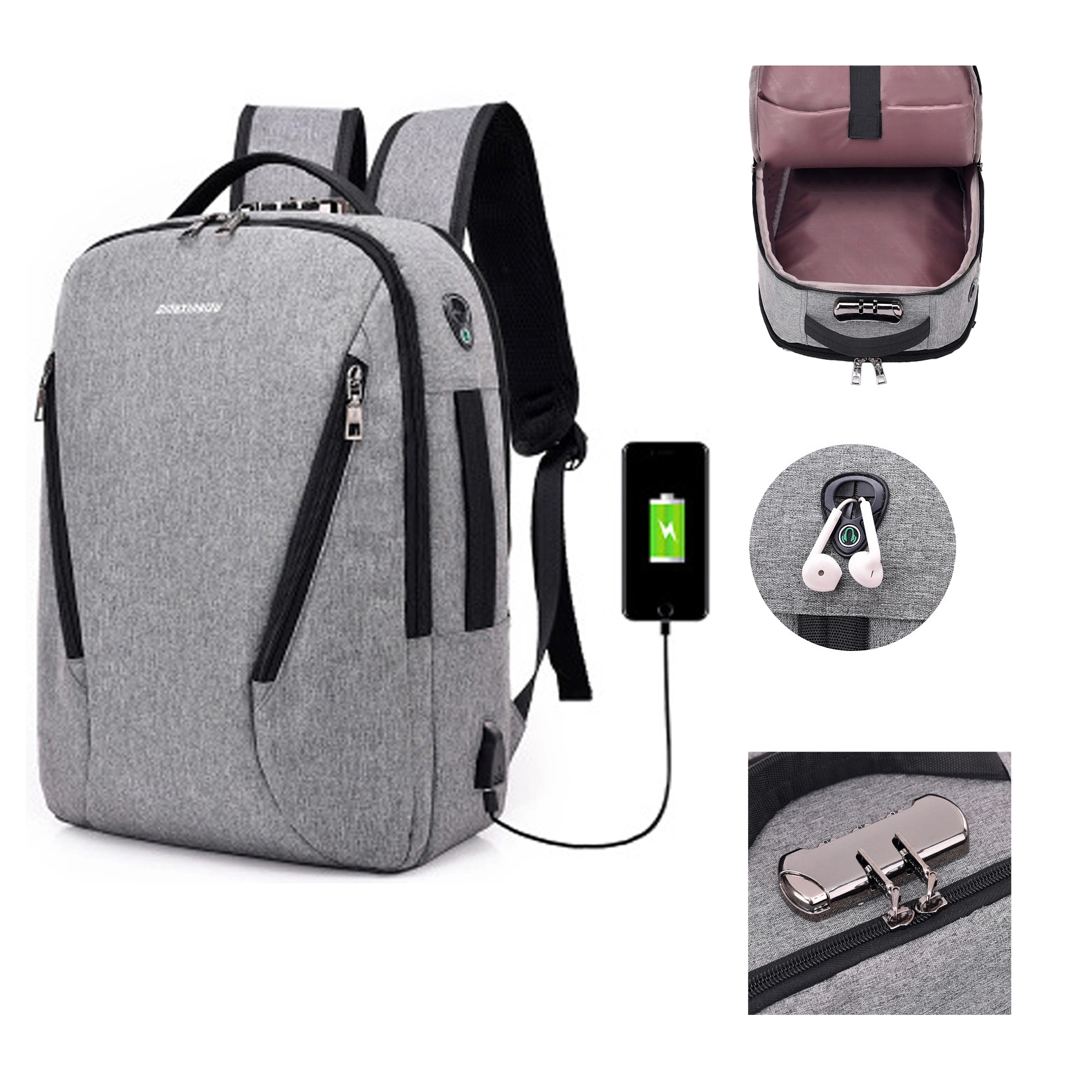 Backpack With USB 3
