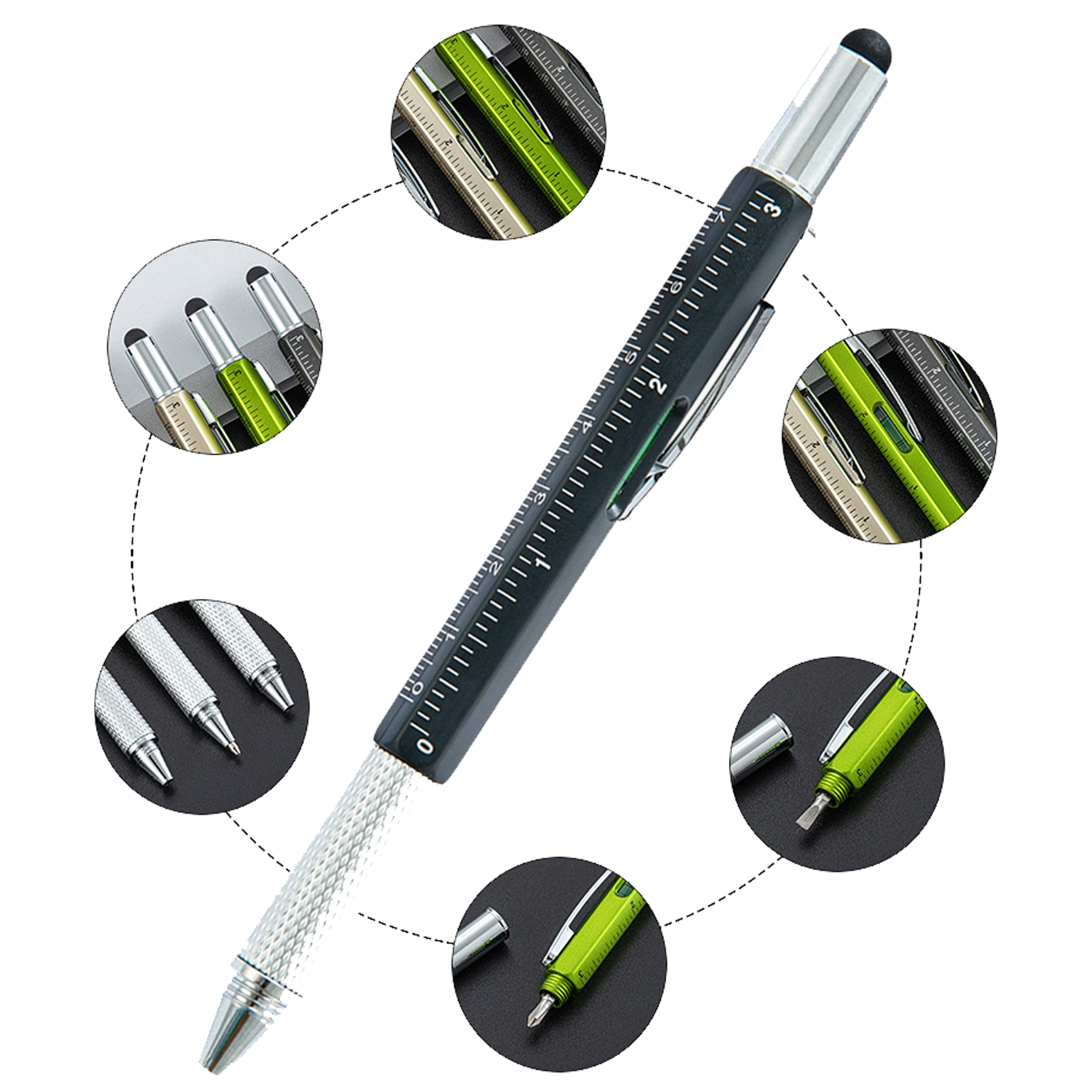 4-in-1 Stylus Pen with Ruler & Level 2