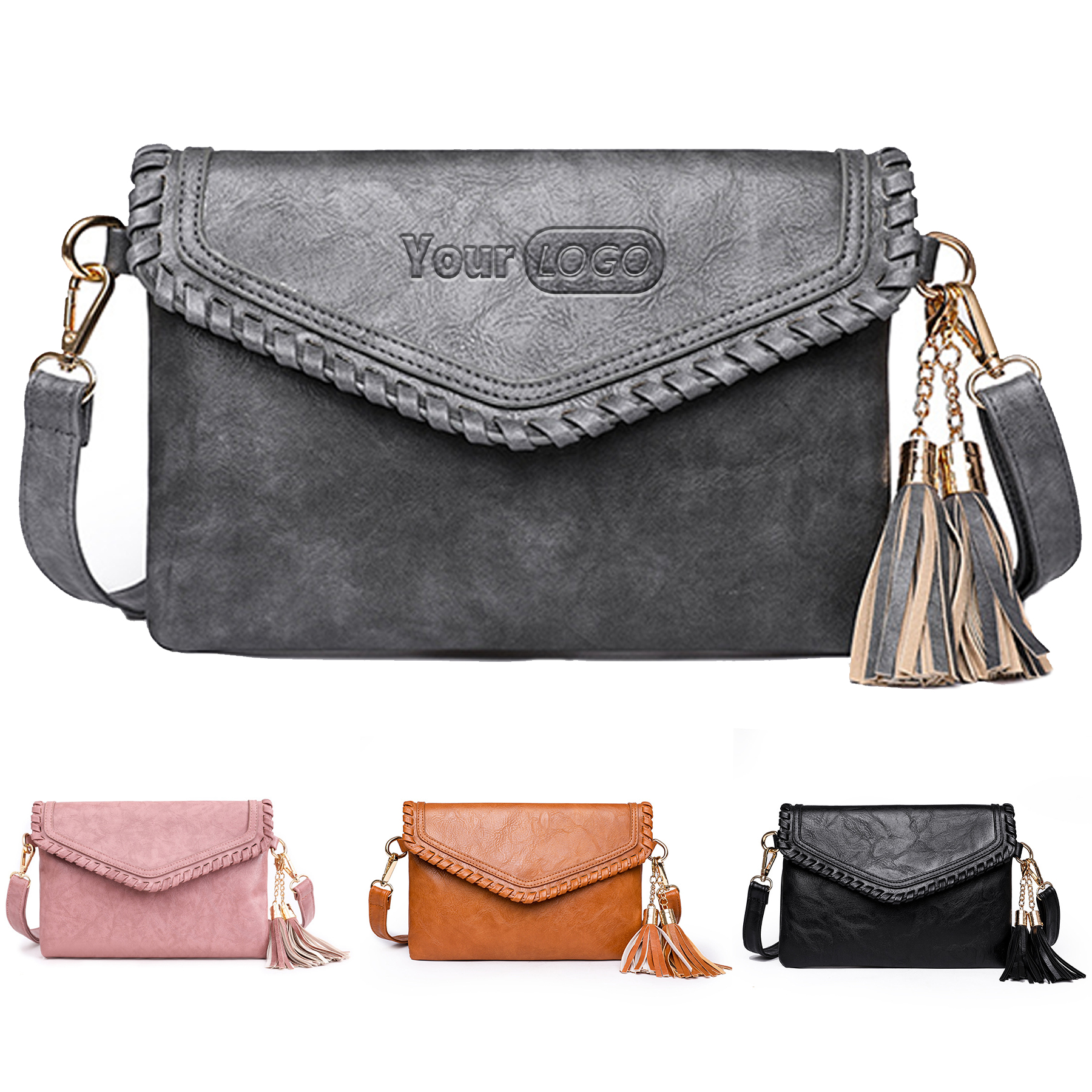 Women's PU Leather Envelope Purse With Tassels 1