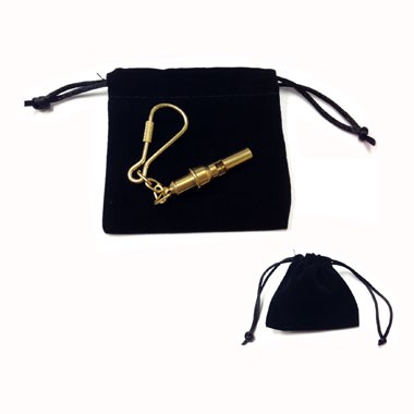 Mini Whistle Keychain in velveteen pouch 1