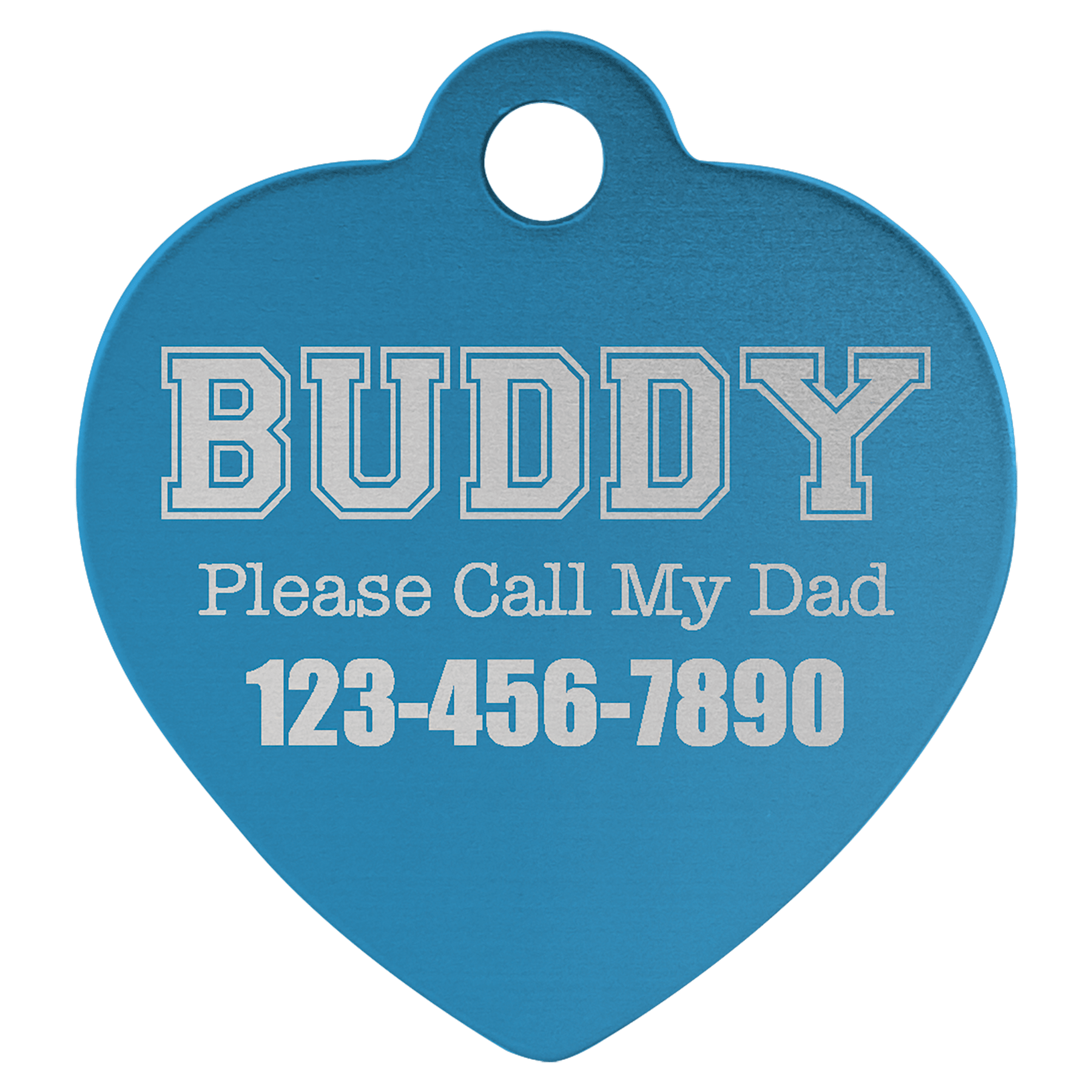 1 1/4" x 1 1/4" Blue Anodized Aluminum Heart Pet Tag 1