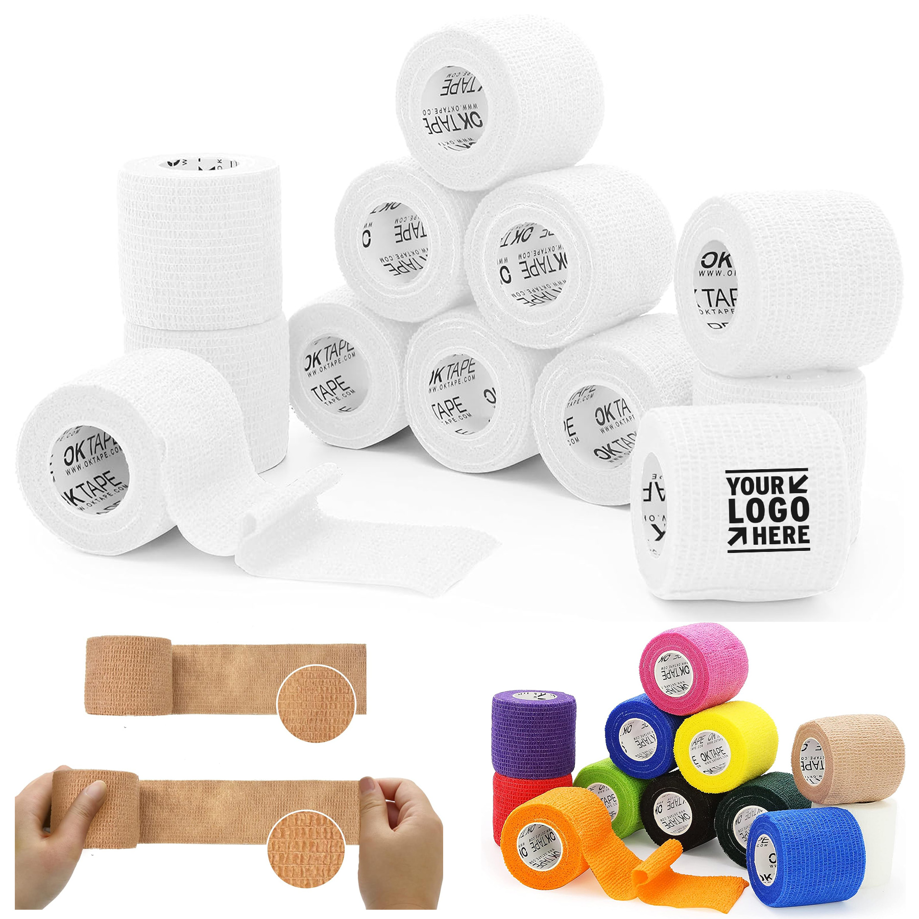 2 Inches X 5 Yards Sports Non-Woven Self Adherent Cohesive Athletic Bandage Wrap Tape  2