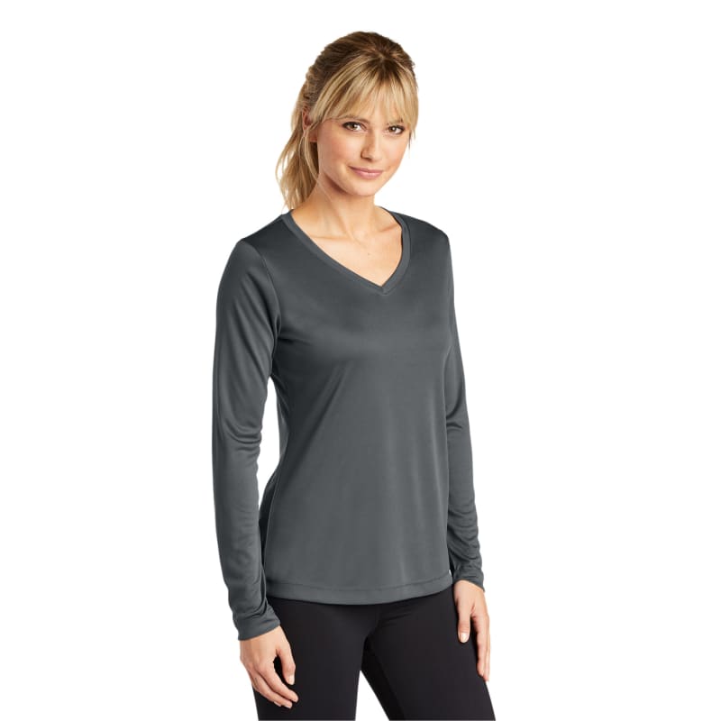 Sport-Tek Women's Long Sleeve PosiCharge Competitor V-Neck Tee. 69