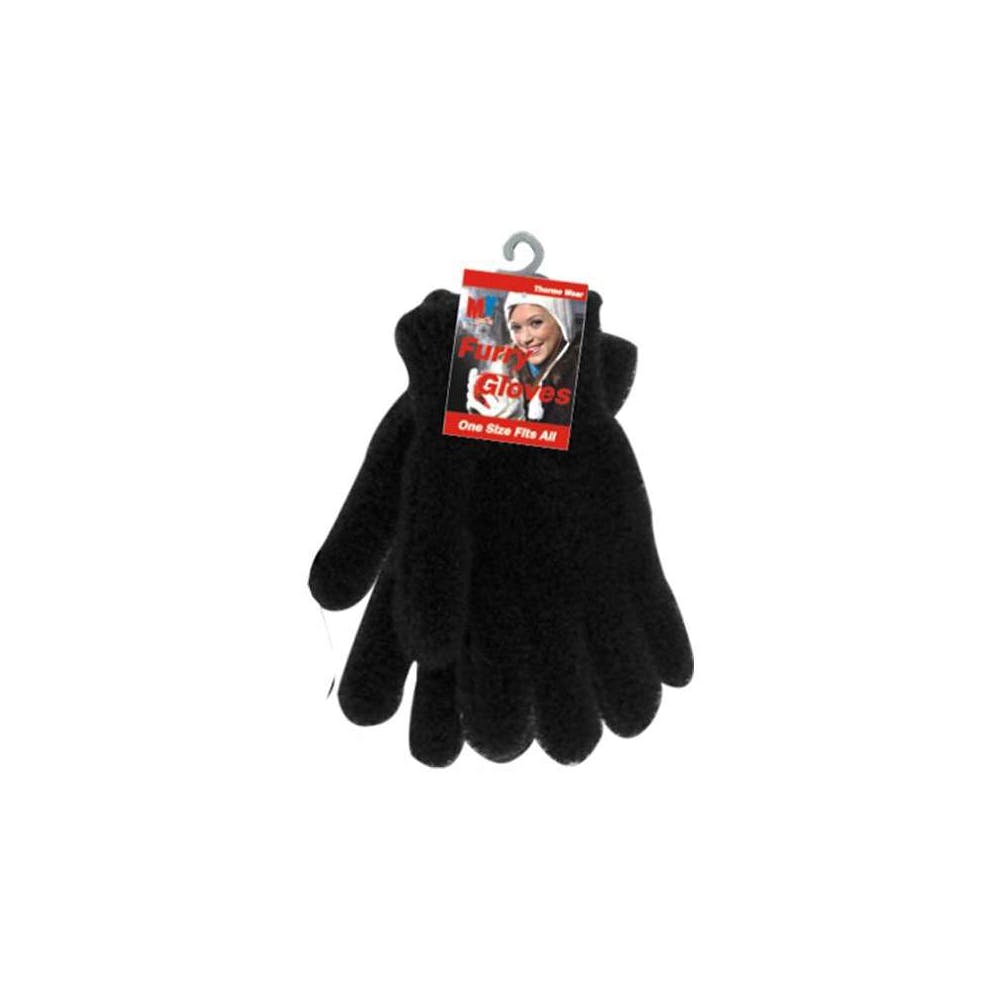 Women's Furry Gloves - Black 2