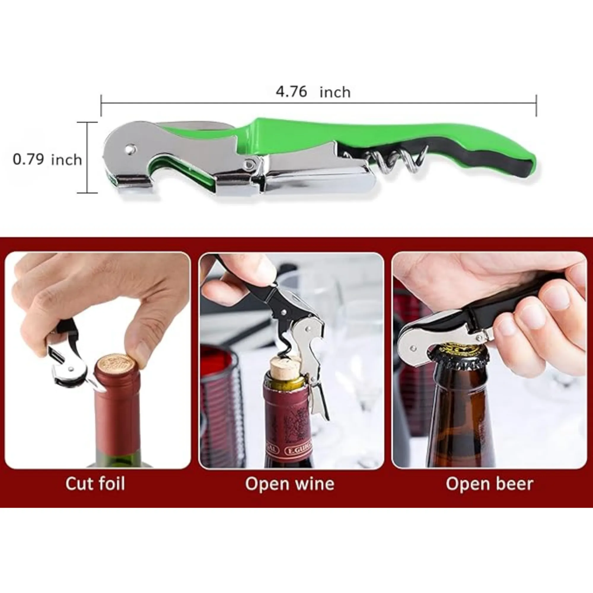 MOQ Corkscrew Wine Opener Stainless Steel Fold 4