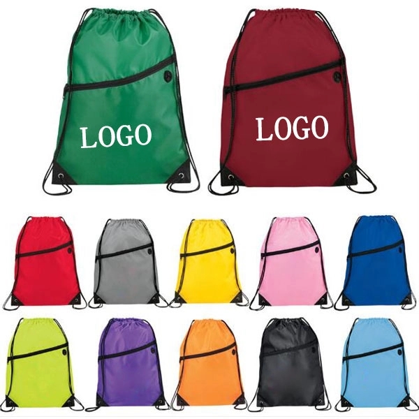 Headphone Slot Drawstring Polyester Bags 16
