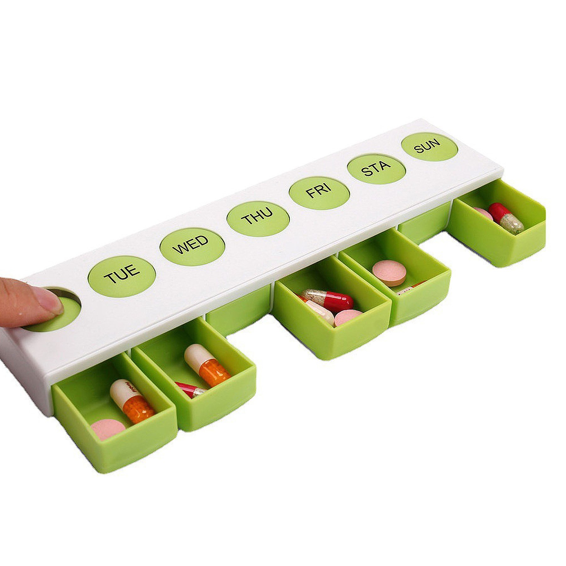 Push Button 7 Day Medicine Pill Box W/Lock 4