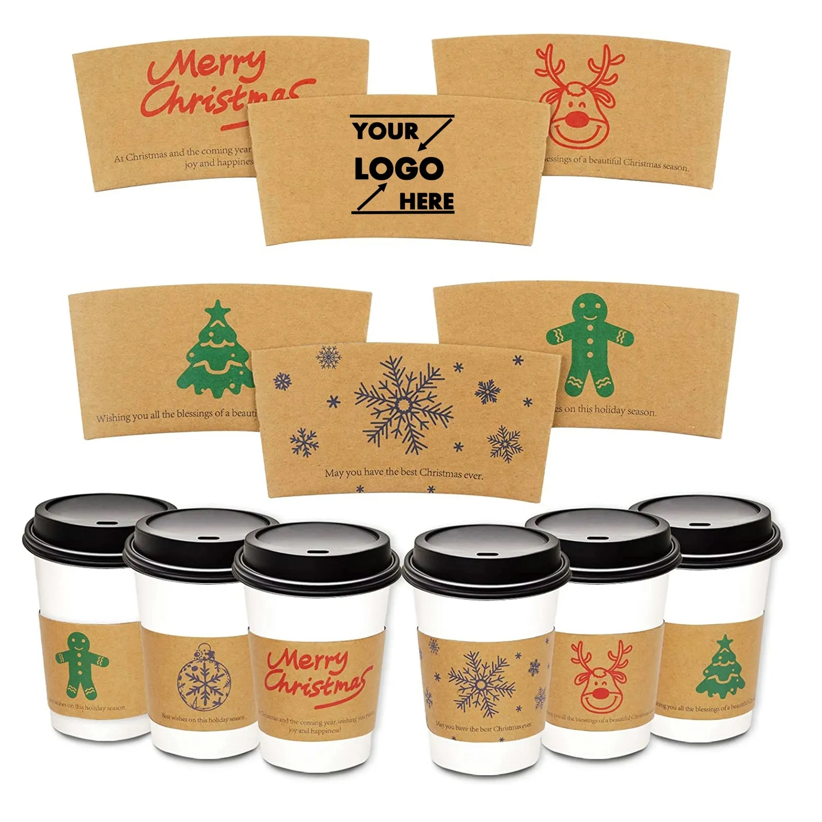 12oz To 16oz Disposable Full Color Printed Coffee Cup Sleeve 4