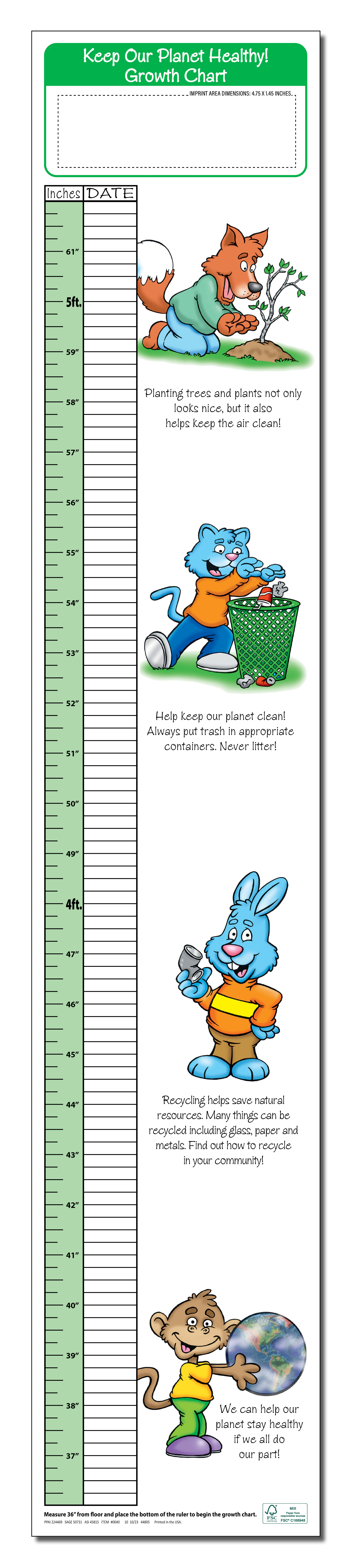 GROWTH CHART - Keep Our Planet Healthy Children's Growth Chart 3