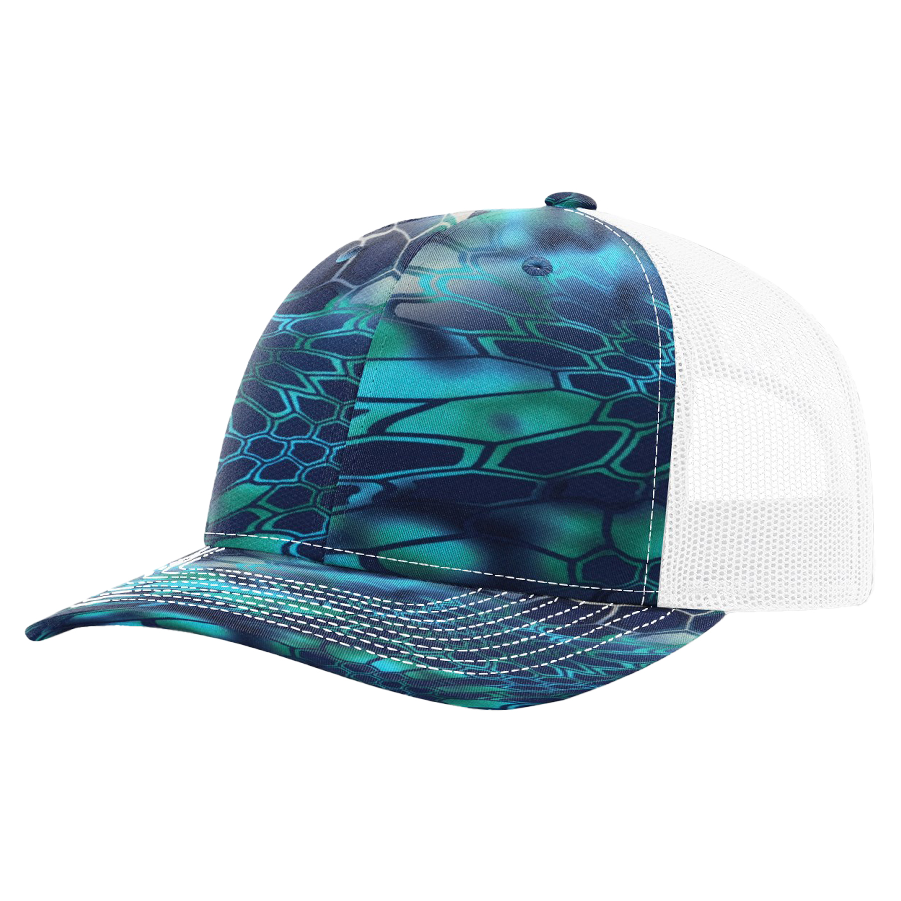 Richardson 112P Printed 6-Panel Snapback Trucker Hat w/Leatherette Adhesive Patches 40