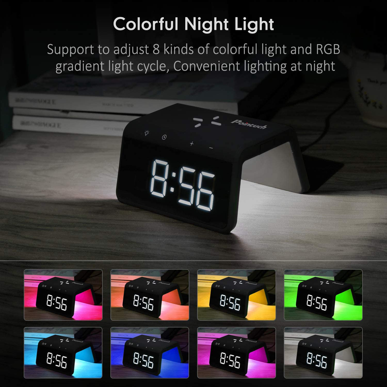 Digital Alarm Clock With Qi Certified 10W Wireless Charger A 9