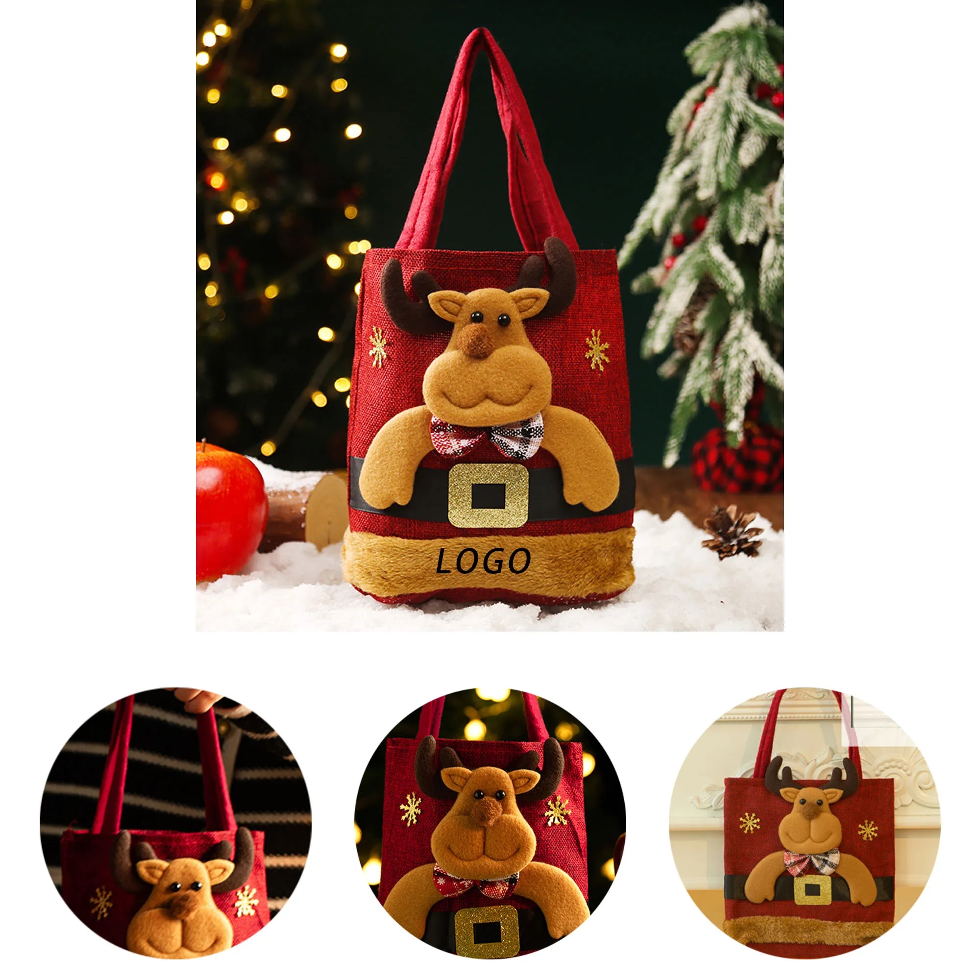 Christmas Handheld Gift Bag With Logo For Surprise