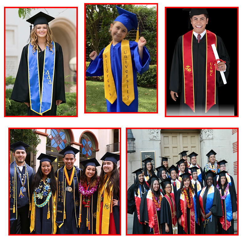 Honorary Graduation Stole Sewn Trim - Embroidery 60" 4