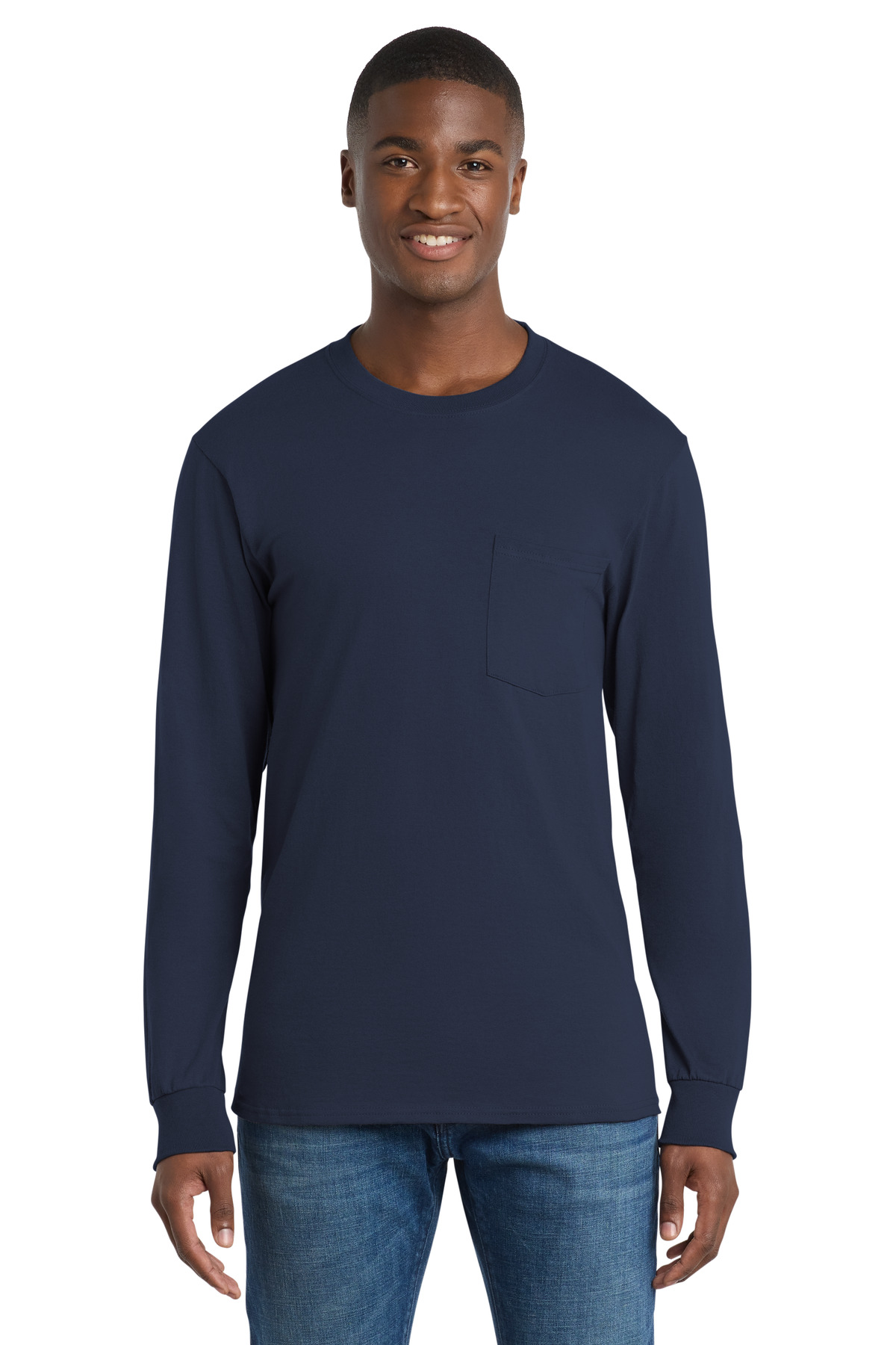 Port & Co Long Sleeve Essential Pocket Tee. PC61LSP 83