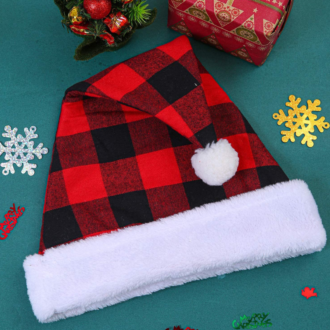 Adults-sized Plaid Santa Hat 4