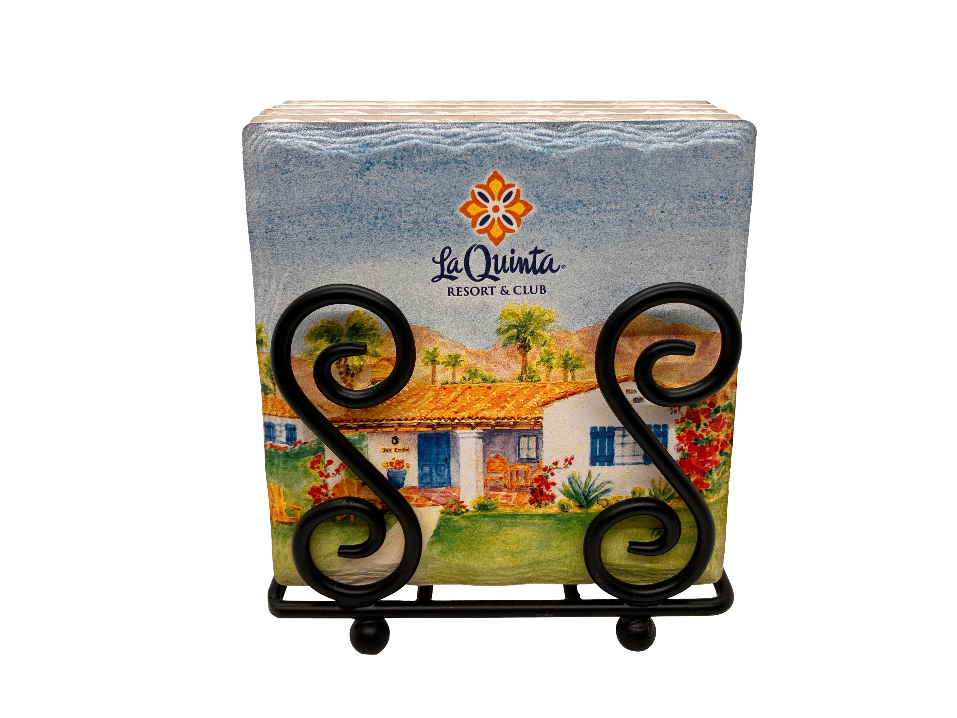 Upright Scroll Metal 4 Coaster Holder Sets 8