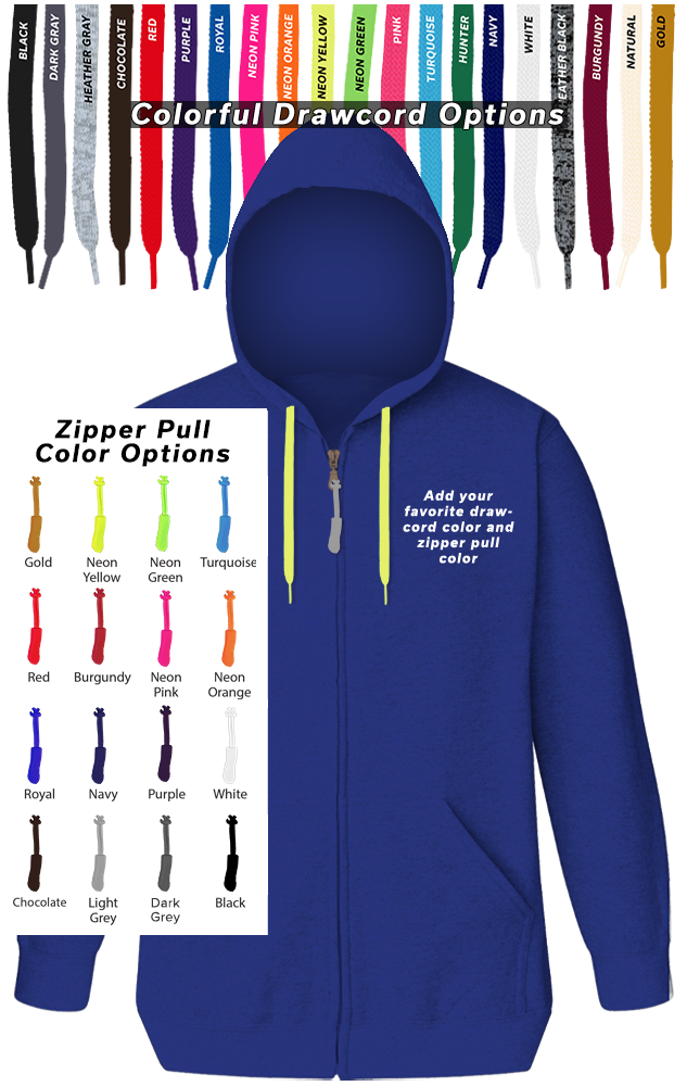 Custom Drawcord & Zipper Pull Hoodie, custom hoodie or sweatshirt with logo imprint 17