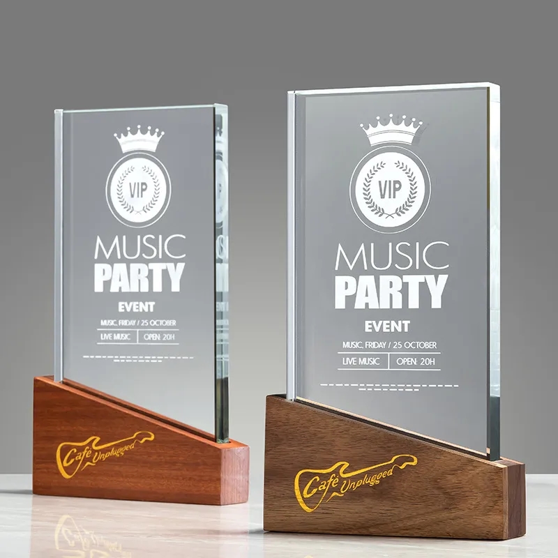 Wood Plaque Crystal Trophy 2