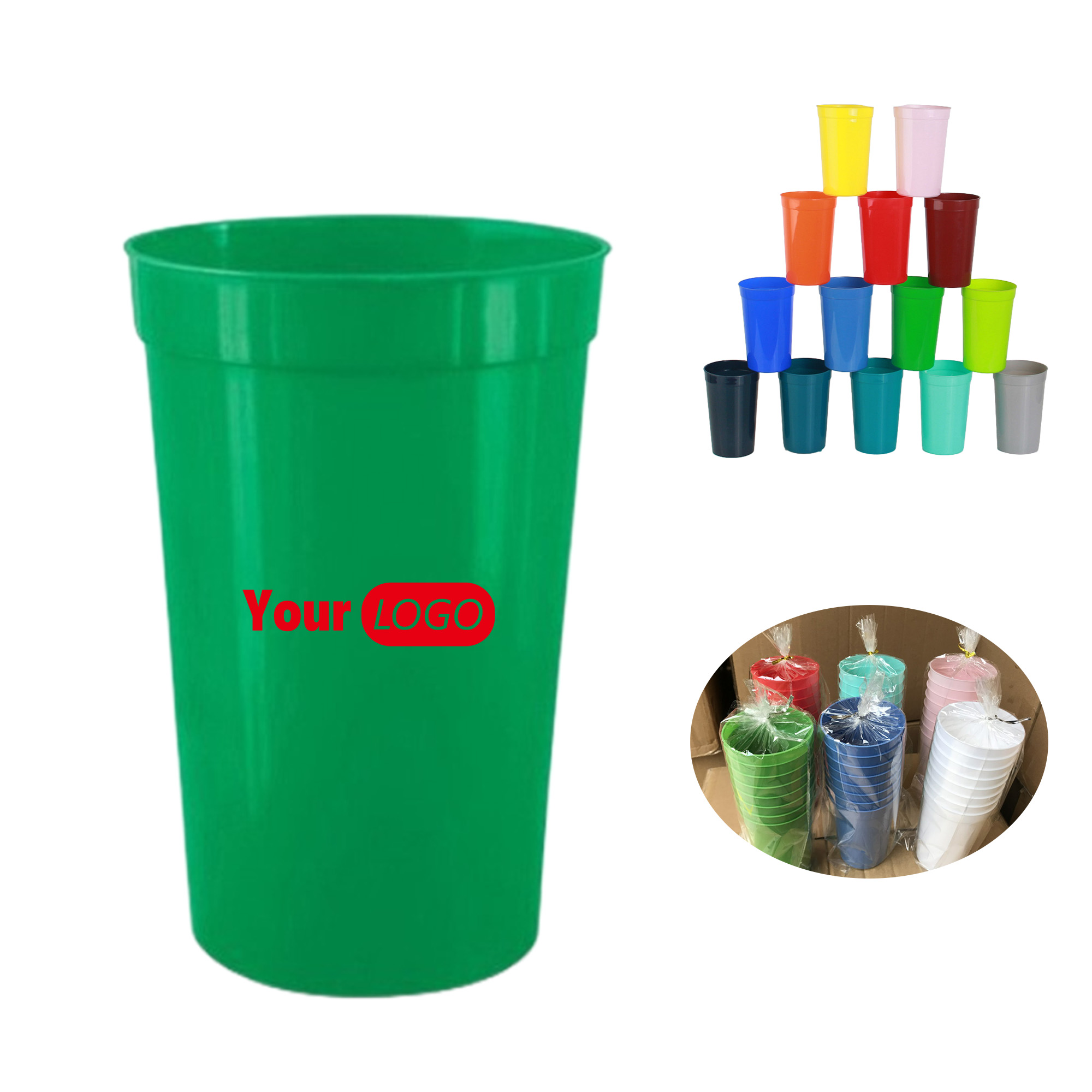 16 oz Reusable Plastic Multi-Color Stadium Cup 8