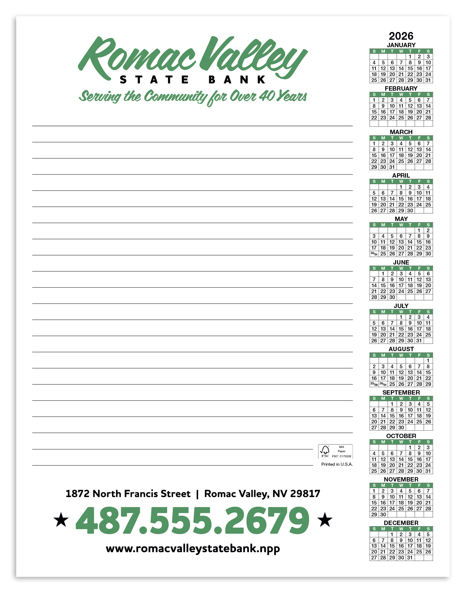 Skinner & Kennedy® Scratch Pad Calendar 43