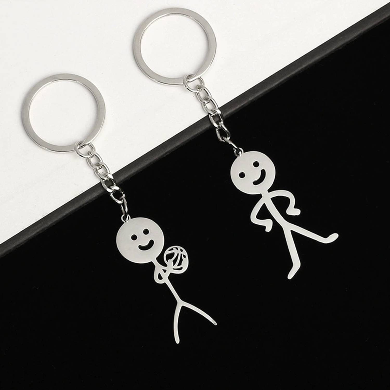 Stainless Steel Funny Doodle Match Man Key Chain 7