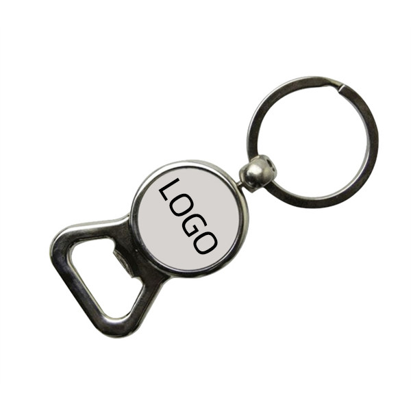 Round Metal Bottle Opener W/ Keyring 2