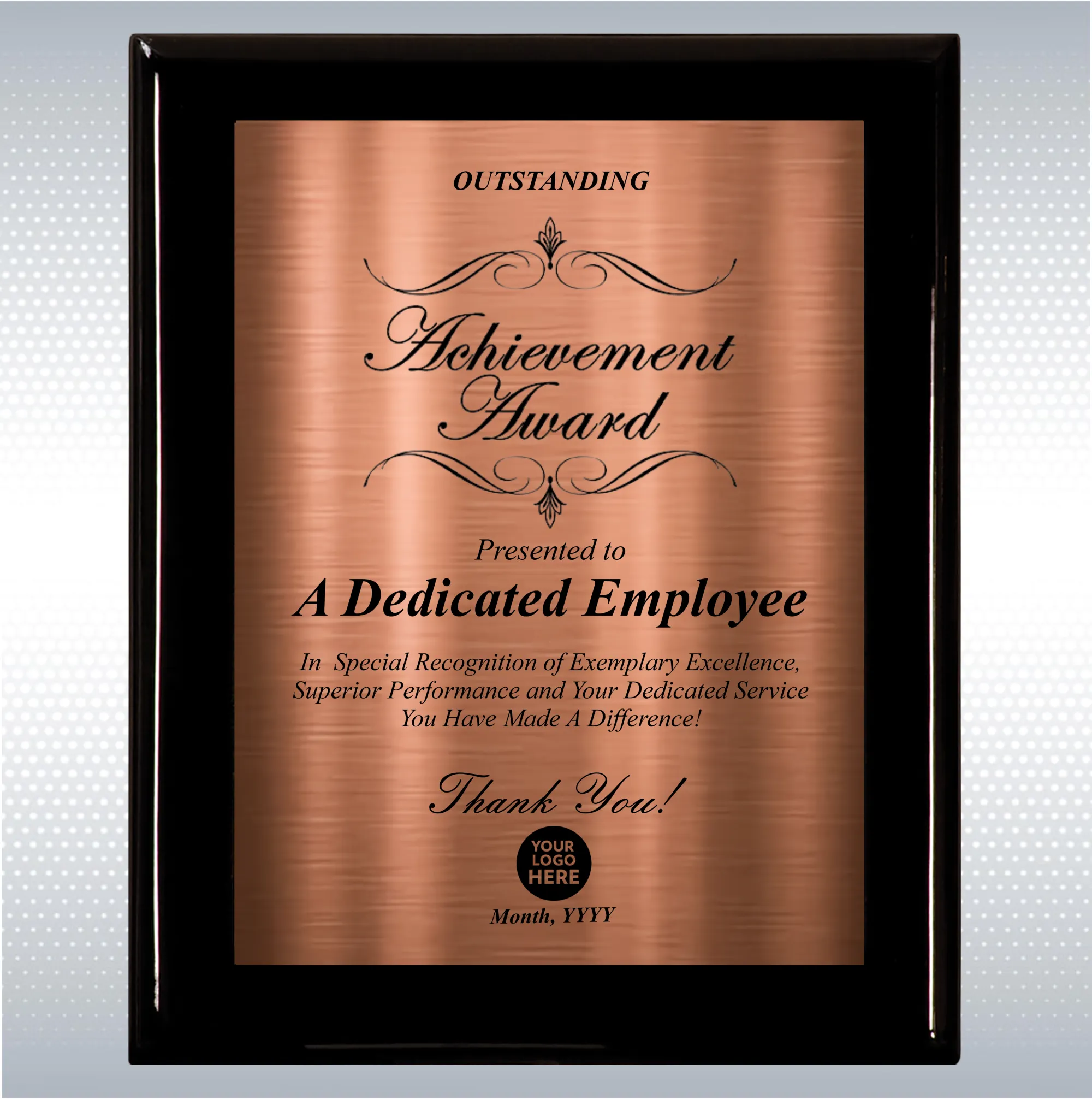 Black Piano Finish Wood Excellence, Achievement Plaque 2