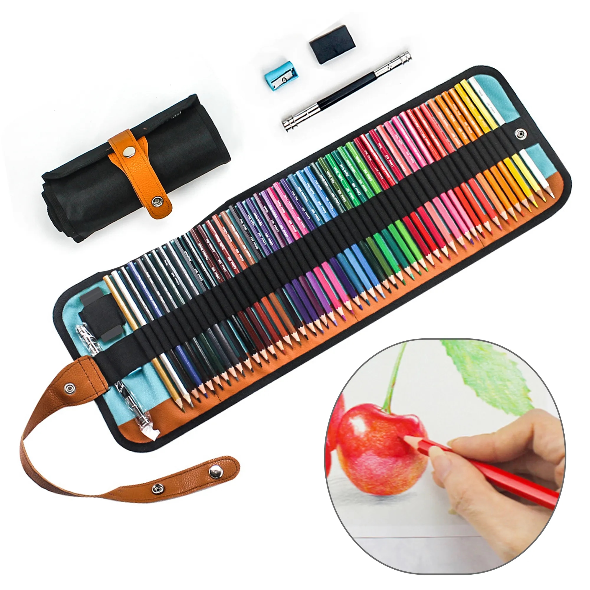 50 Colored Pencils Set With Canvas Case