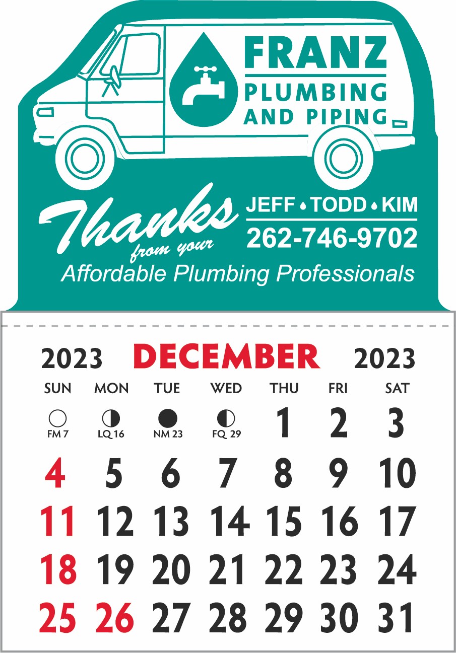 Designer Shaped Kwik-Stik 6 Mil Smooth Vinyl Calendar w/ Van top 1