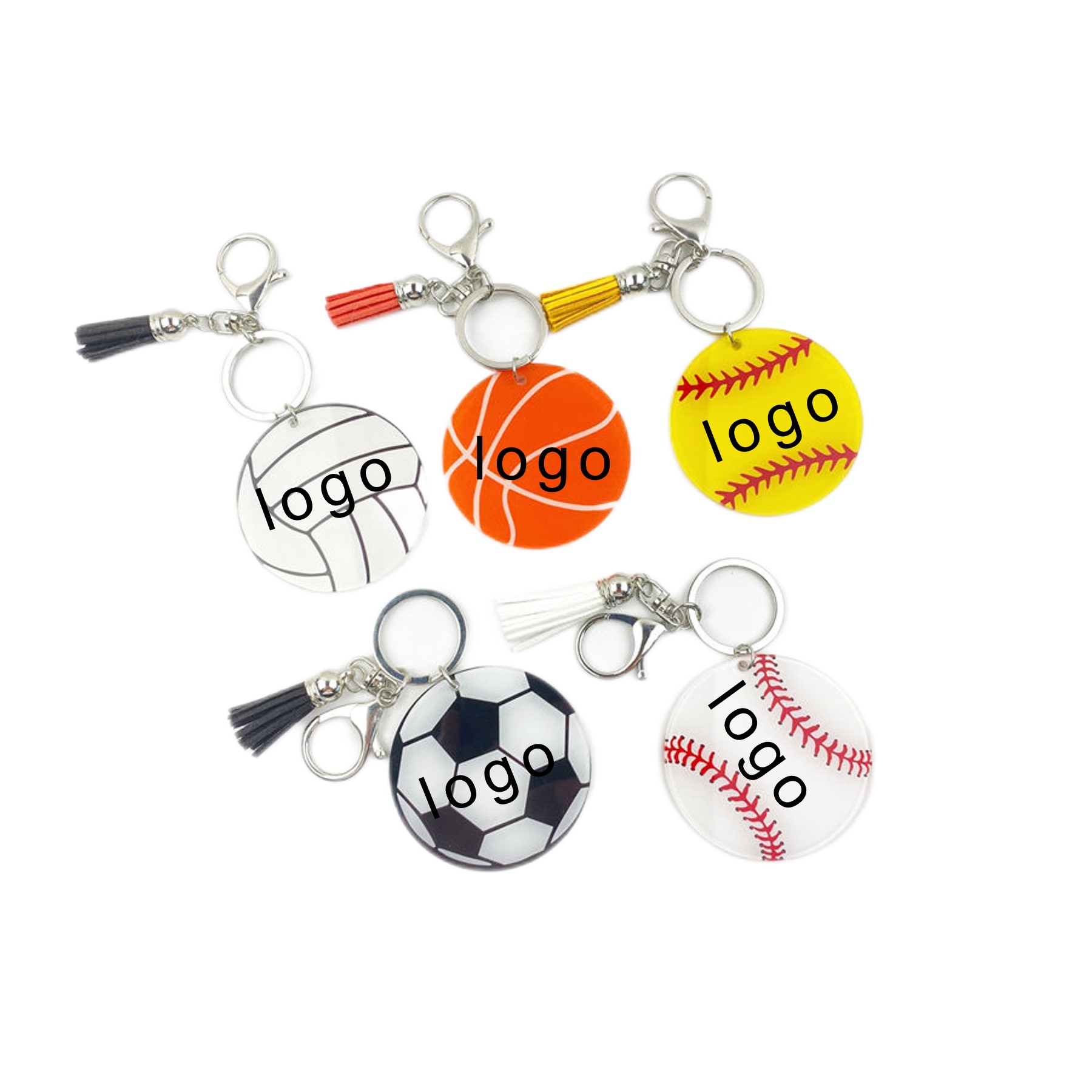 Acrylic Tassel Baseball Key Chain (direct import) 2