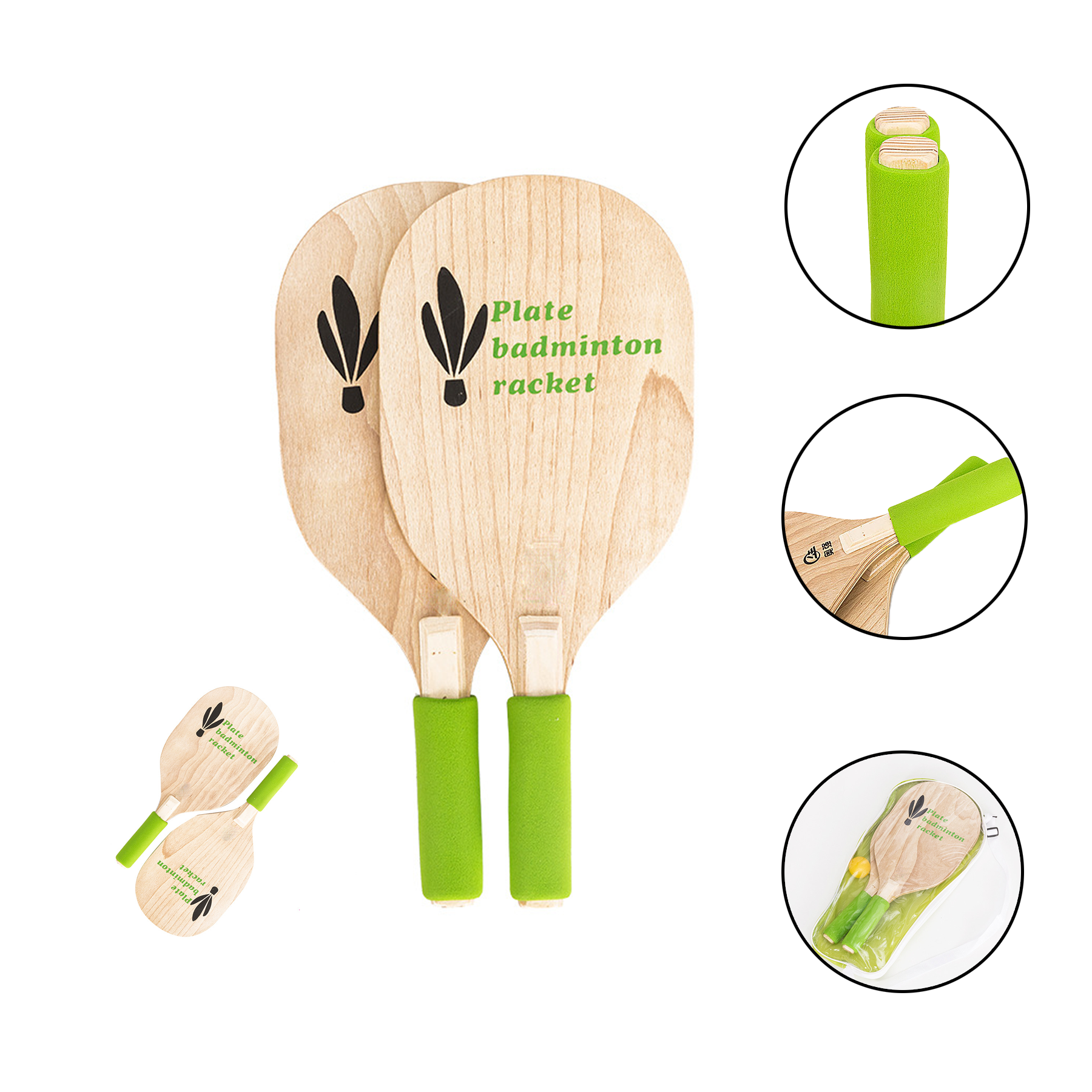 Set of 2 Wood Pickleball Paddles Beach Tennis Racket 3