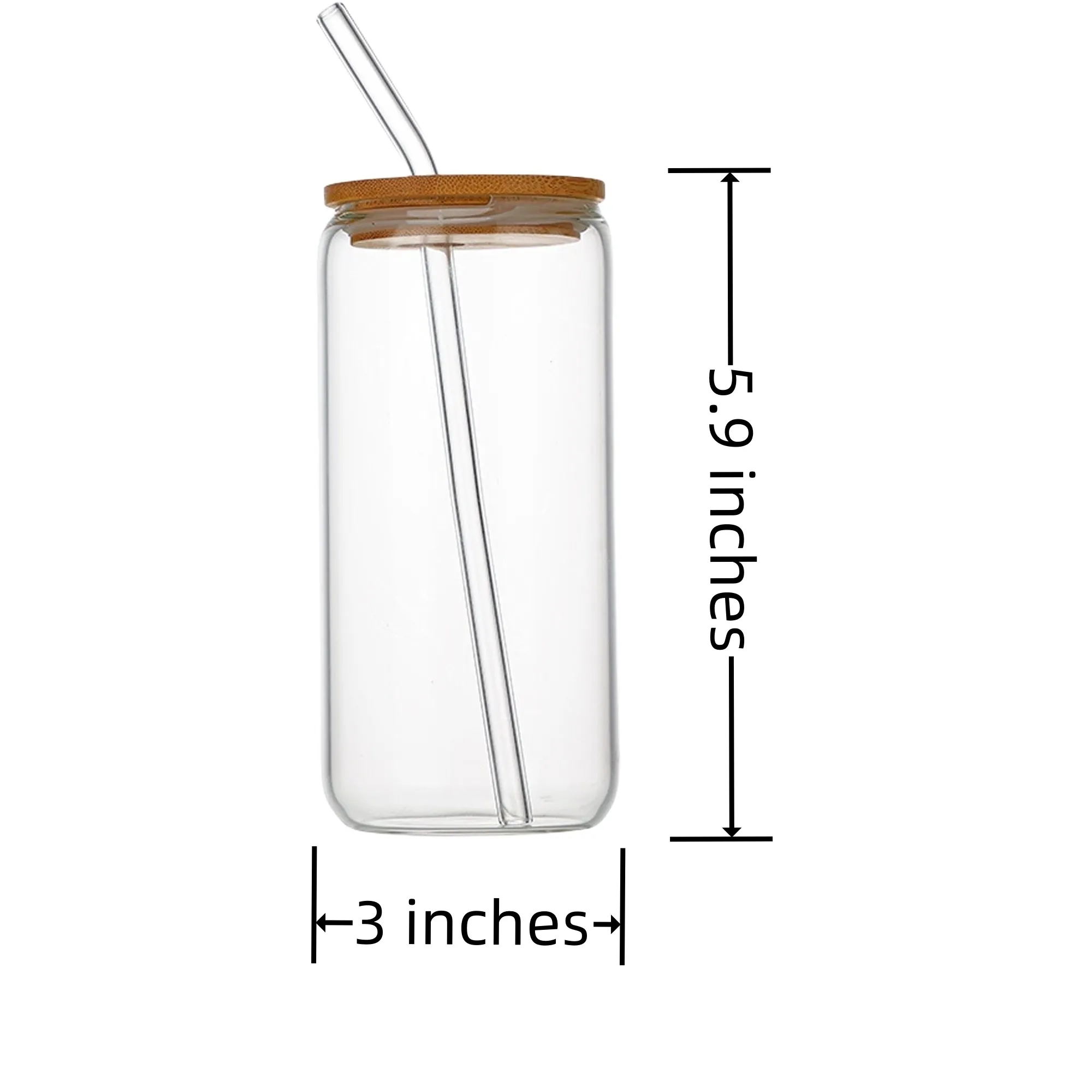 16oz Glass Cups With Lids And Straws MOQ 30PCS 6