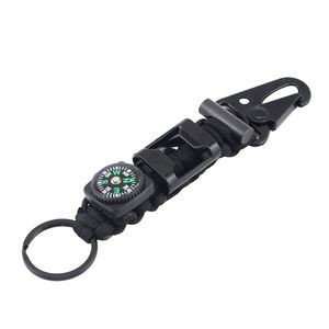 Durable Rope Key Chain With Whistle Flint And Compass 24
